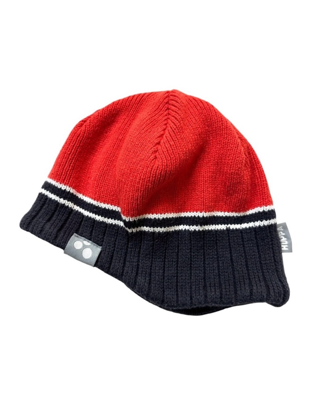 HUPPA Kids Knit Beanie Red Navy Stripe Size M 51–53 Warm Double Layer Estonia